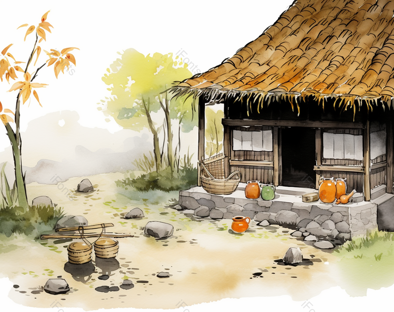 水墨风农家小院,插画/手绘图,插画/手绘图库,插画/手绘图下载,插画/手绘
